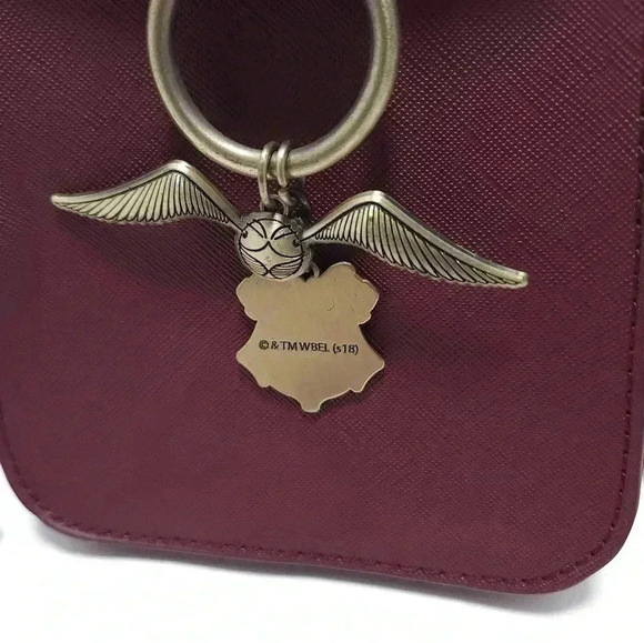 Bioworld Harry Potter Golden Snitch Charm Maroon Crossbody Bag Purse - Picture 3 of 8